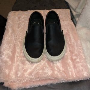 Black leather slip on vans